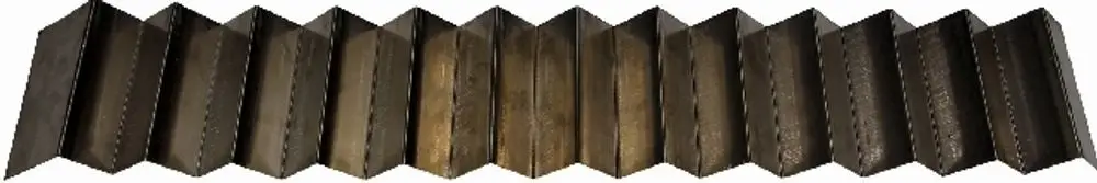 Metallisches Turbulator-Element, in gewellter Form, Bestandteil eines Luftzirkulationssystems, hergestellt von Wolf.
